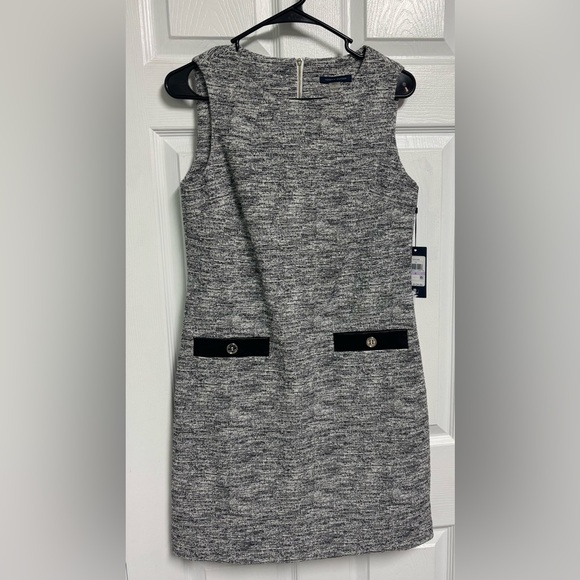 Tommy Hilfiger Dresses & Skirts - Tommy Hilfiger Sleeveless Tweed Sheath Dress Gray & Black Women’s Size 6 NWT